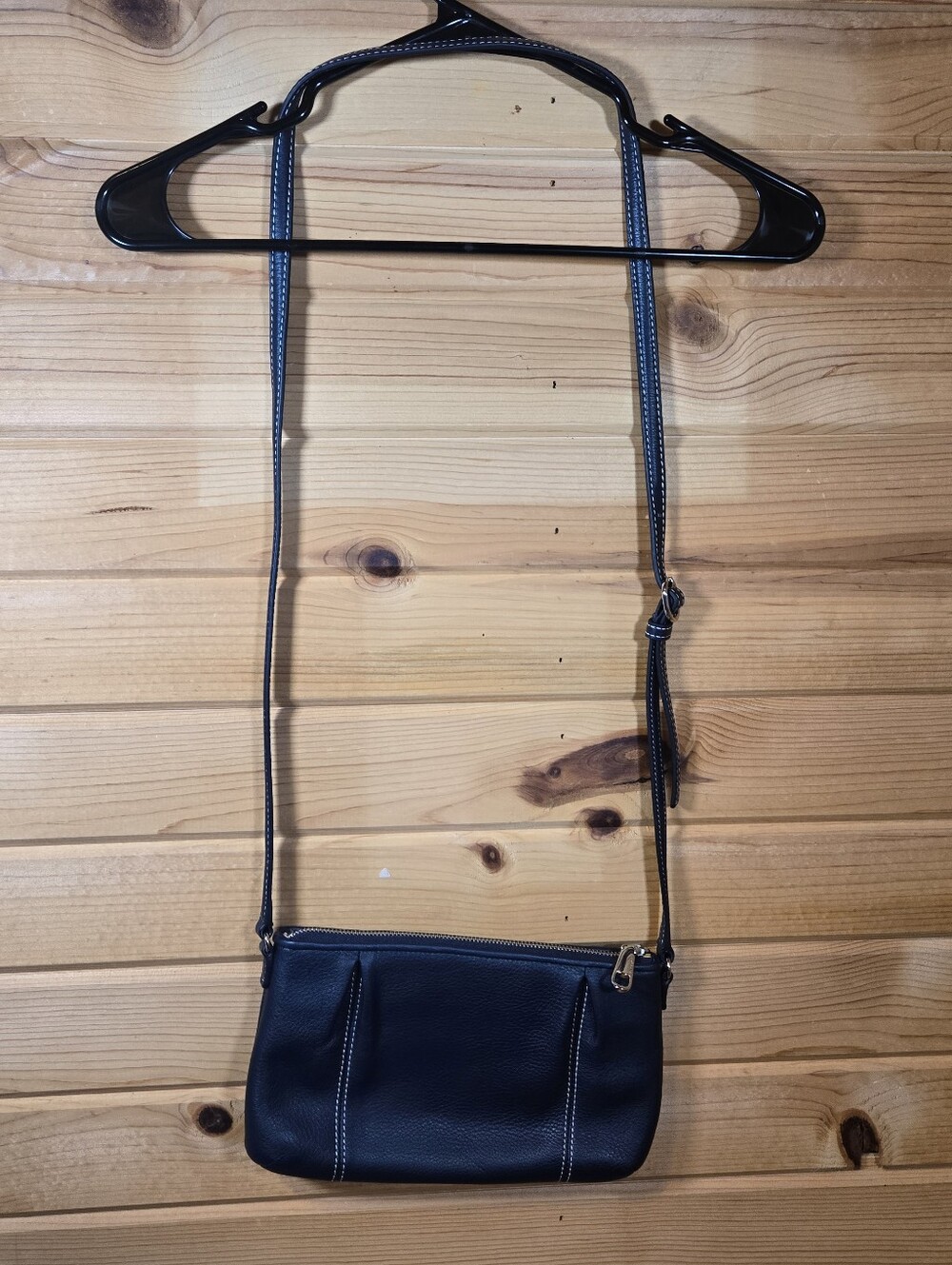Talbots Leather Crossbody Purse Navy Blue 10.5 x 6 EUC Made In Italy Classic - Picture 2 of 8